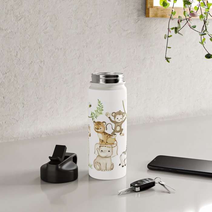 Watercolor Safari Jungle Animals  Water Bottle Gallery Image 4