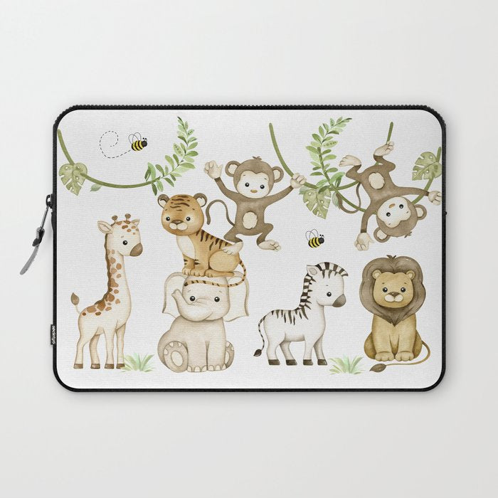 Watercolor Safari Jungle Animals  Laptop Sleeve Gallery Image 1