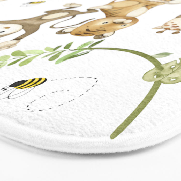 Watercolor Safari Jungle Animals  Bath Mat Gallery Image 3