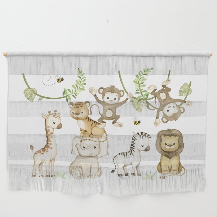 Watercolor Safari Jungle Animals  Wall Hanging Gallery Image 1