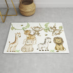 Watercolor Safari Jungle Animals  Rug Gallery Image 1