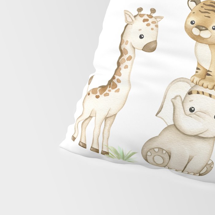 Watercolor Safari Jungle Animals  Pillow Sham Gallery Image 4