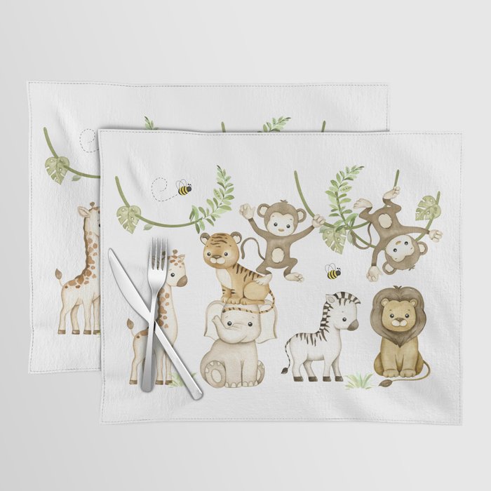 Watercolor Safari Jungle Animals  Placemat Gallery Image 1