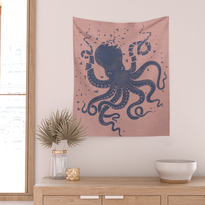 Octopus in the Deep Pastel Version Wall Tapestry Gallery Image 2