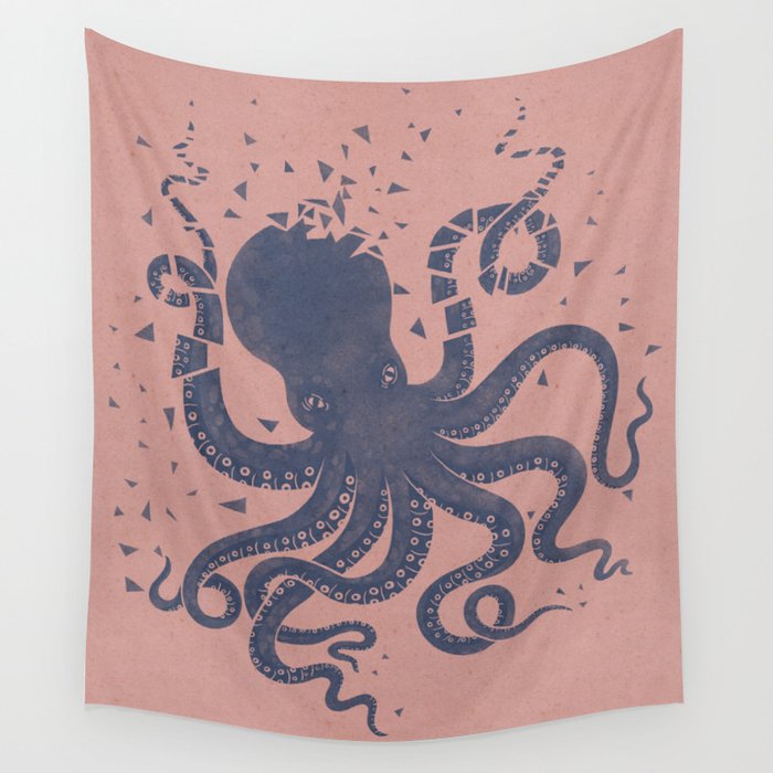 Octopus in the Deep Pastel Version Wall Tapestry Gallery Image 4