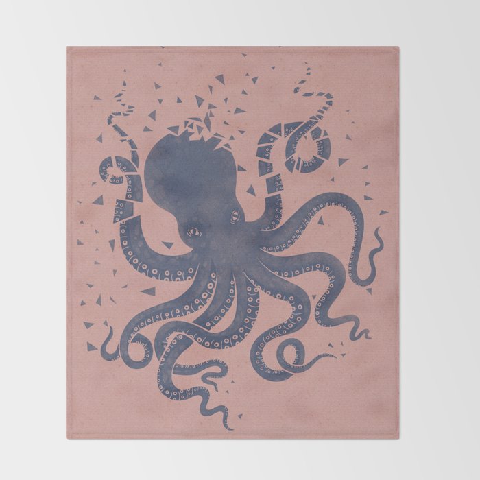 Octopus in the Deep Pastel Version Throw Blanket Gallery Image 2