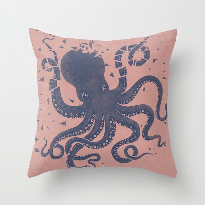 Octopus in the Deep Pastel Version Throw Pillow Gallery Image 1