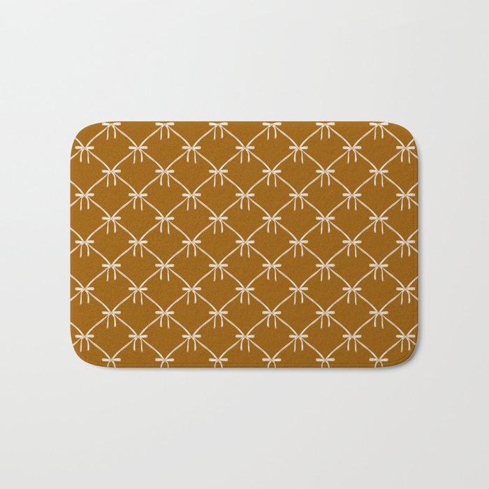 Bows & Ribbons Pattern XVII Burnt Ochre Bath Mat Gallery Image 1