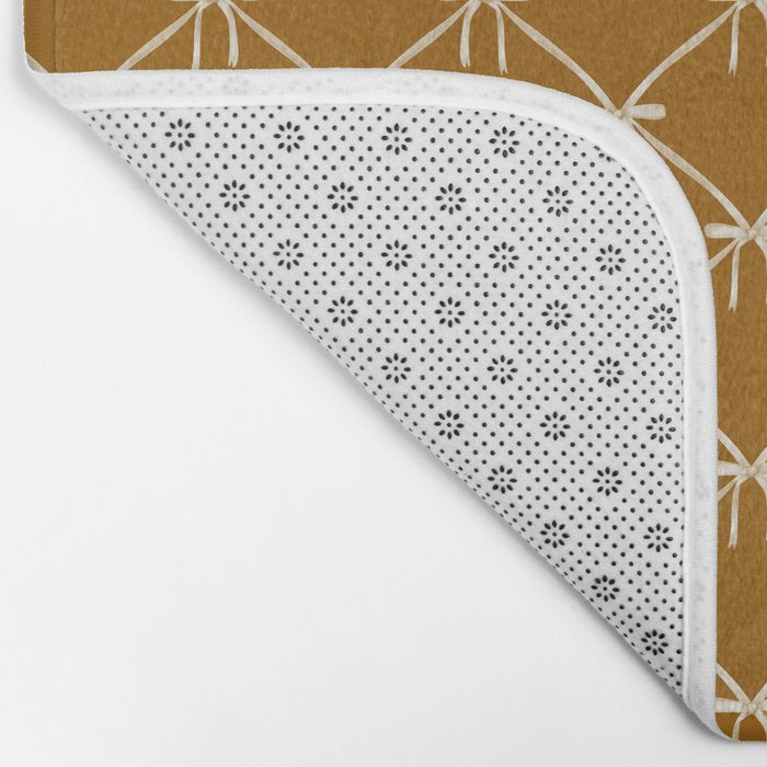 Bows & Ribbons Pattern XVII Burnt Ochre Bath Mat Gallery Image 2
