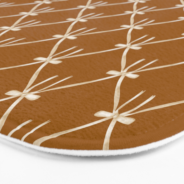 Bows & Ribbons Pattern XVII Burnt Ochre Bath Mat Gallery Image 3