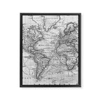 Black and White World Map (1801) Framed Canvas Print Gallery Image 8