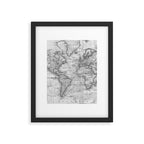 Black and White World Map (1801) Framed Art Print Gallery Image 4