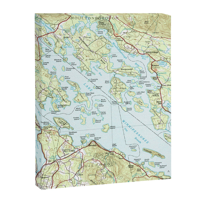 Lake Winnipesaukee Map (1986) Canvas Print Gallery Image 1