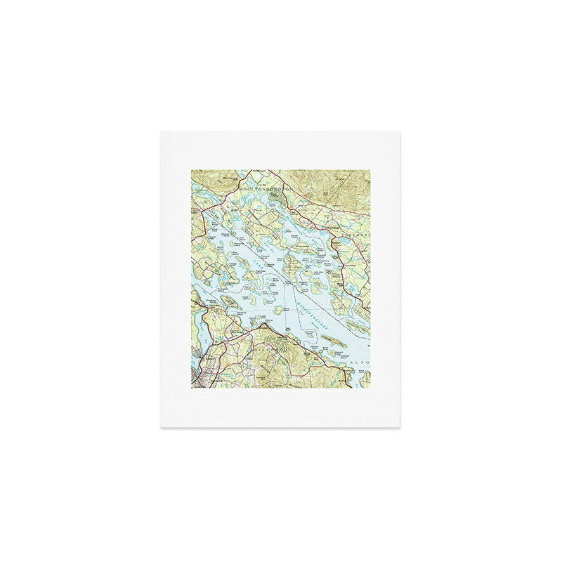 Lake Winnipesaukee Map (1986) Art Print Gallery Image 1