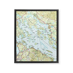 Lake Winnipesaukee Map (1986) Framed Canvas Print Gallery Image 6
