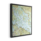 Lake Winnipesaukee Map (1986) Framed Canvas Print Gallery Image 2