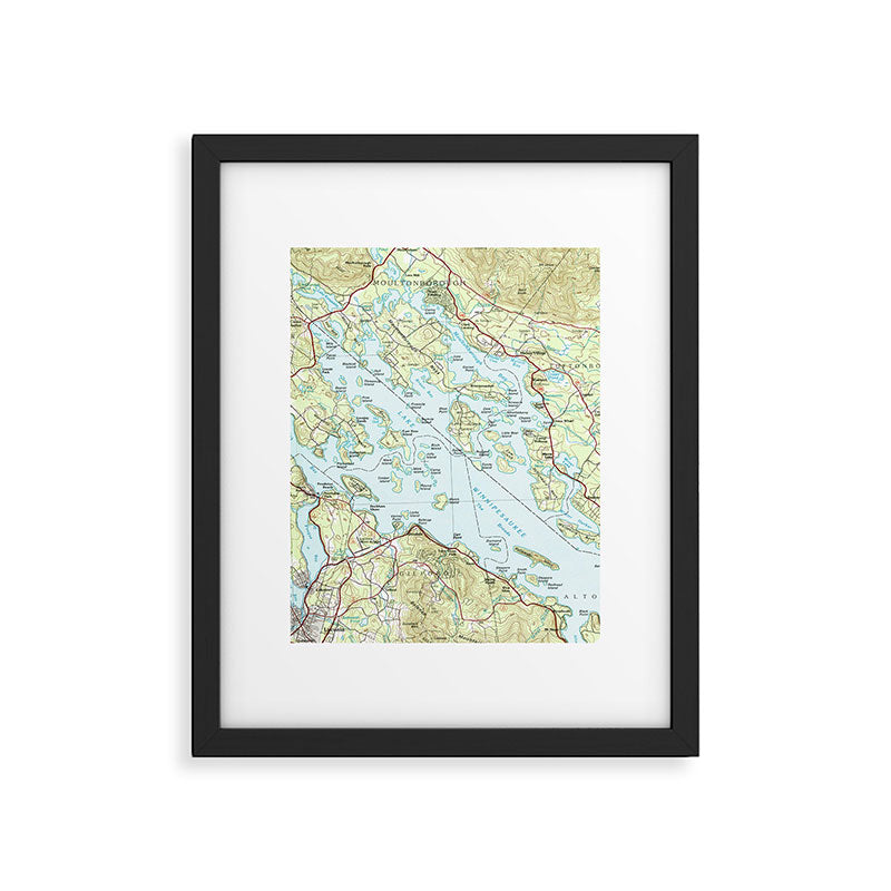 Lake Winnipesaukee Map (1986) Framed Art Print Gallery Image 5