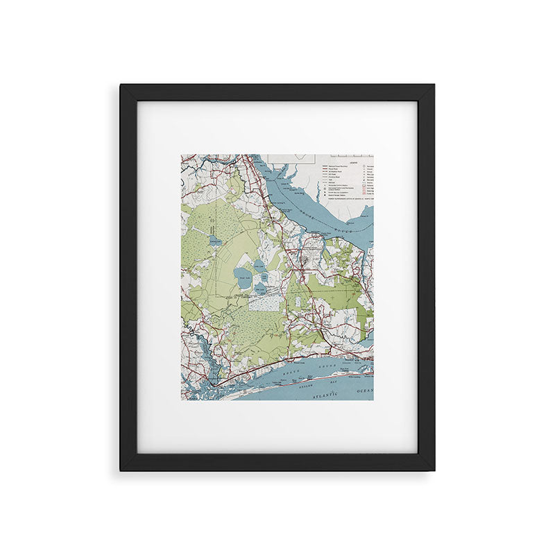Old Croatan National Forest Map (1964) Vintage NC Woodland Recreational Area Map Framed Art Print Gallery Image 6