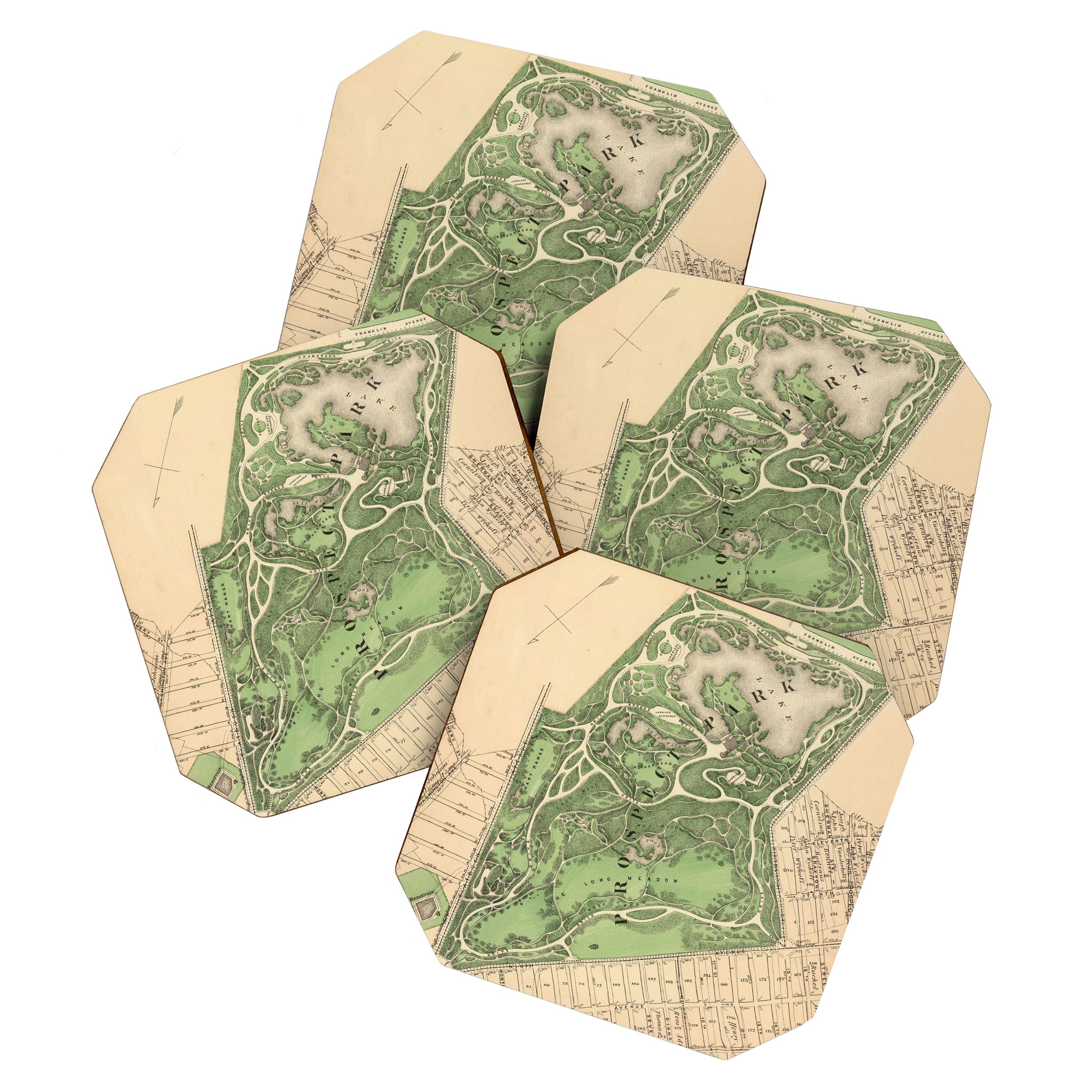 Old Prospect Park Map (1874) Vintage Brooklyn Public Square Atlas Coaster Gallery Image 1