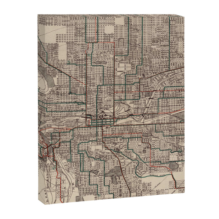 Old Spokane WA Map (1924) The Lilac City Washington State Vintage Atlas Canvas Print Gallery Image 1