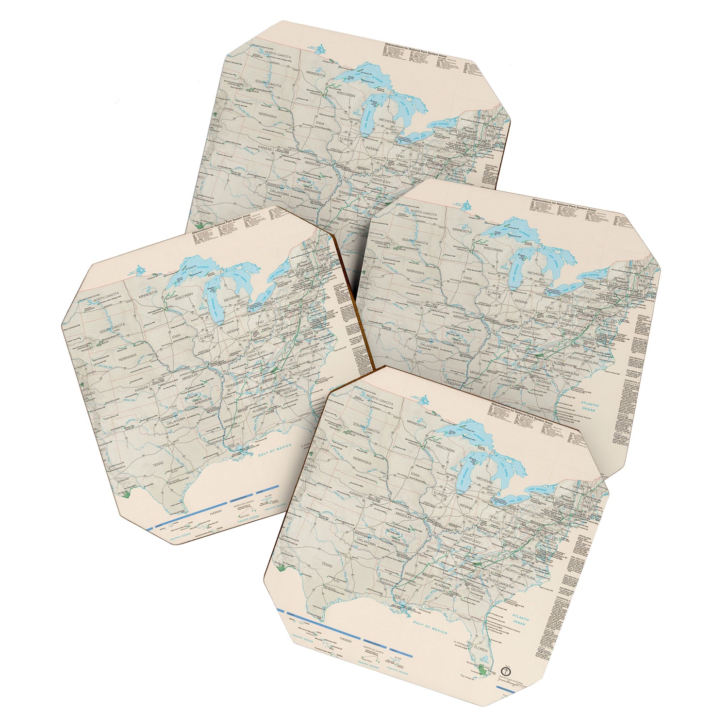 United States National Parks Map (2000) Vintage US Recreational & Preserve Areas Atlas Coaster Gallery Image 1