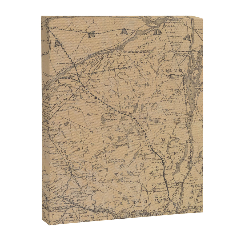 Vintage Adirondack Mountains Railroad Map (1895) V.2 Canvas Print Gallery Image 3