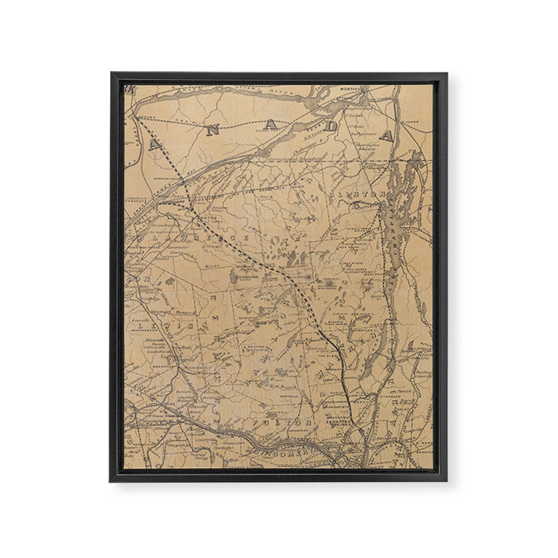 Vintage Adirondack Mountains Railroad Map (1895) V.2 Framed Canvas Print Gallery Image 8