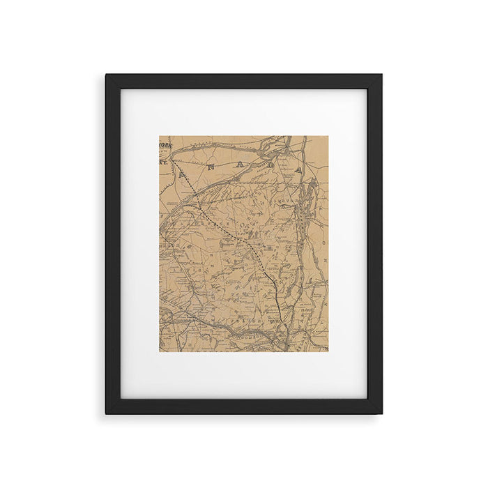 Vintage Adirondack Mountains Railroad Map (1895) V.2 Framed Art Print Gallery Image 1
