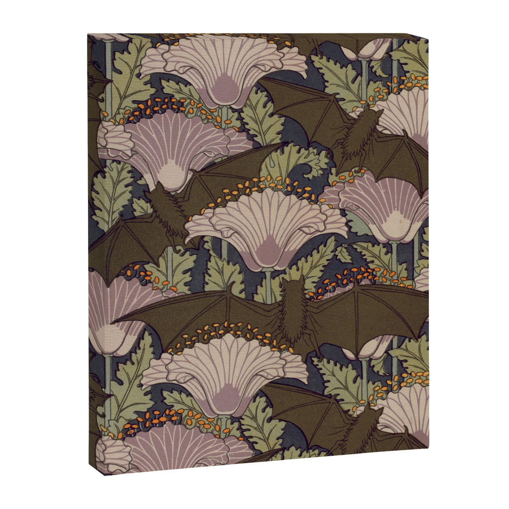 Vintage Art Deco Bat and Flowers Canvas Print Gallery Image 8