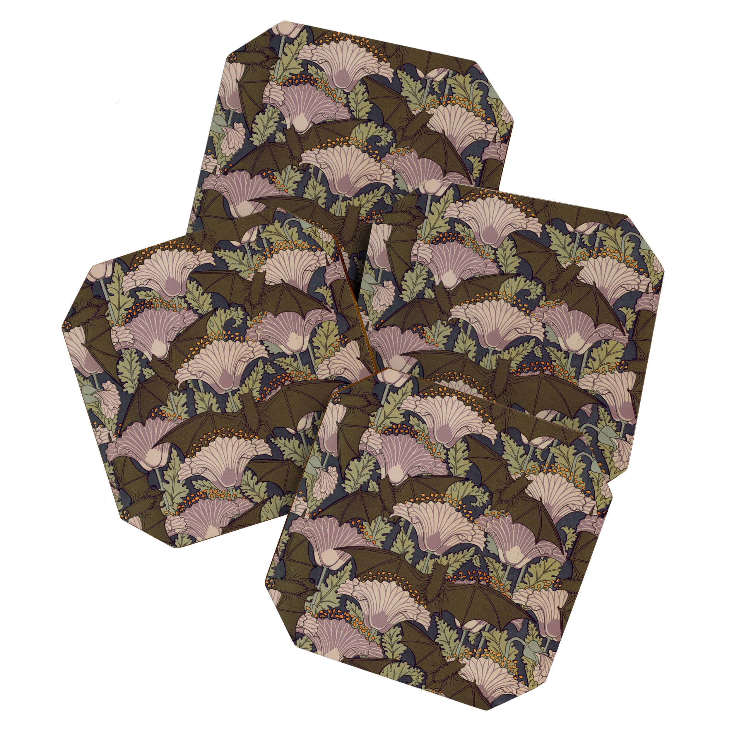Vintage Art Deco Bat and Flowers Coaster Gallery Image 1