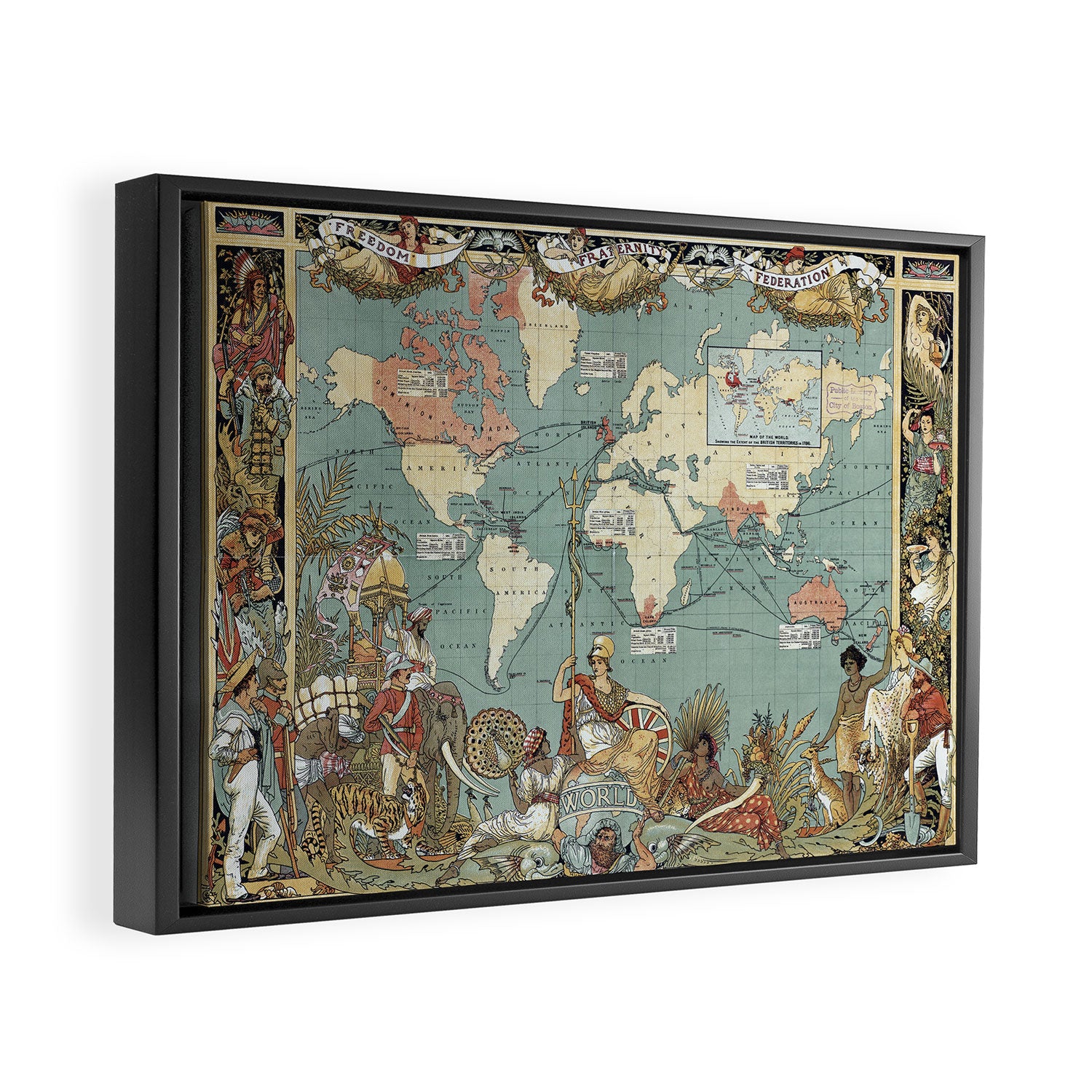 Vintage British Empire World Map (1886) Framed Canvas Print Gallery Image 6