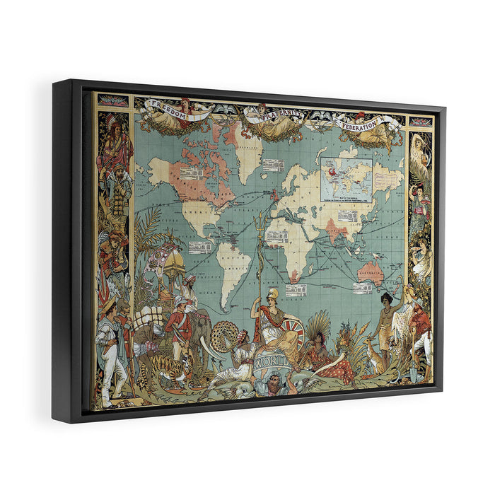 Vintage British Empire World Map (1886) Framed Canvas Print Gallery Image 1