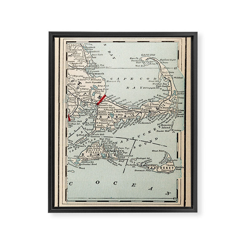Vintage Cape Cod Map (1893) Framed Canvas Print Gallery Image 6