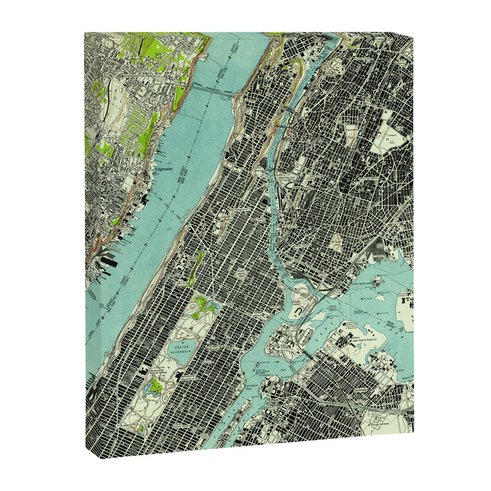 Vintage Central Park & Bronx NY Map (1947) Canvas Print Gallery Image 1