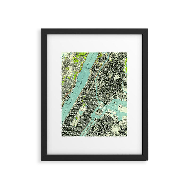 Vintage Central Park & Bronx NY Map (1947) Framed Art Print Gallery Image 5