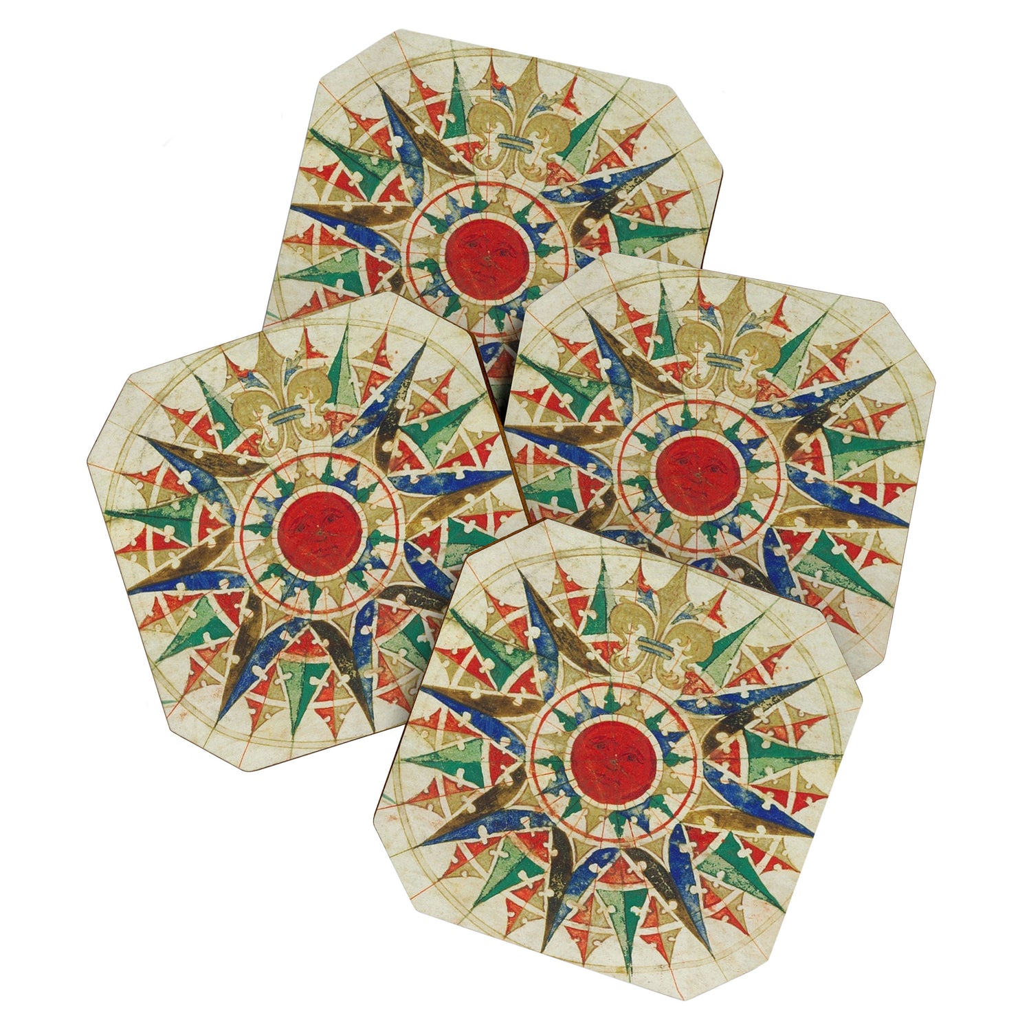 Vintage Compass Rose Diagram (1502) Coaster Gallery Image 1