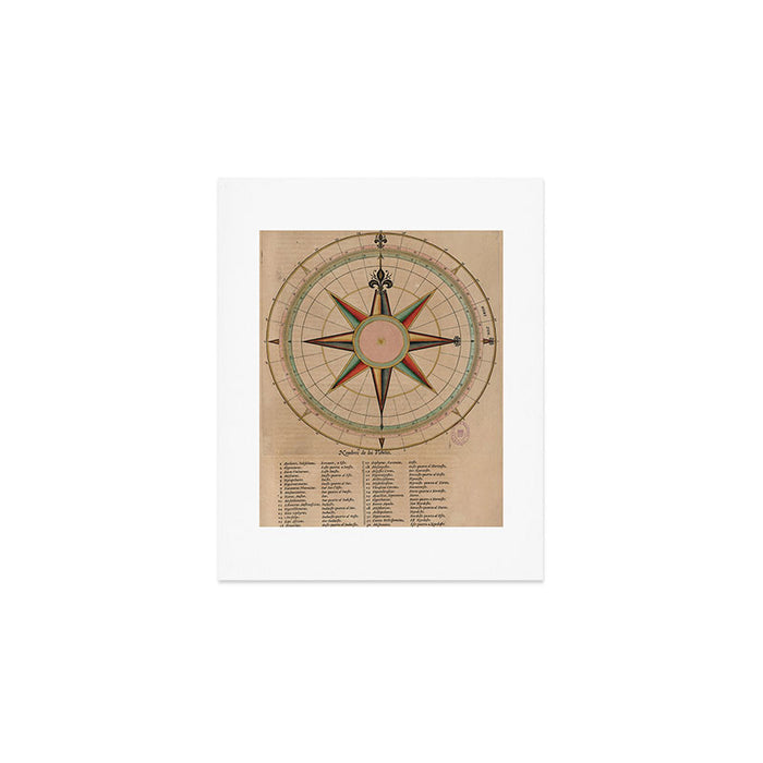 Vintage Compass Rose Diagram (1664) Art Print Gallery Image 1