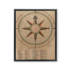 Vintage Compass Rose Diagram (1664) Framed Canvas Print Gallery Image 6