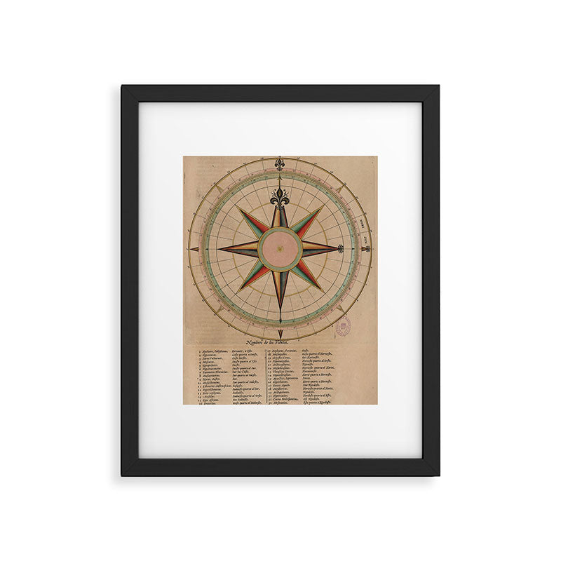 Vintage Compass Rose Diagram (1664) Framed Art Print Gallery Image 5