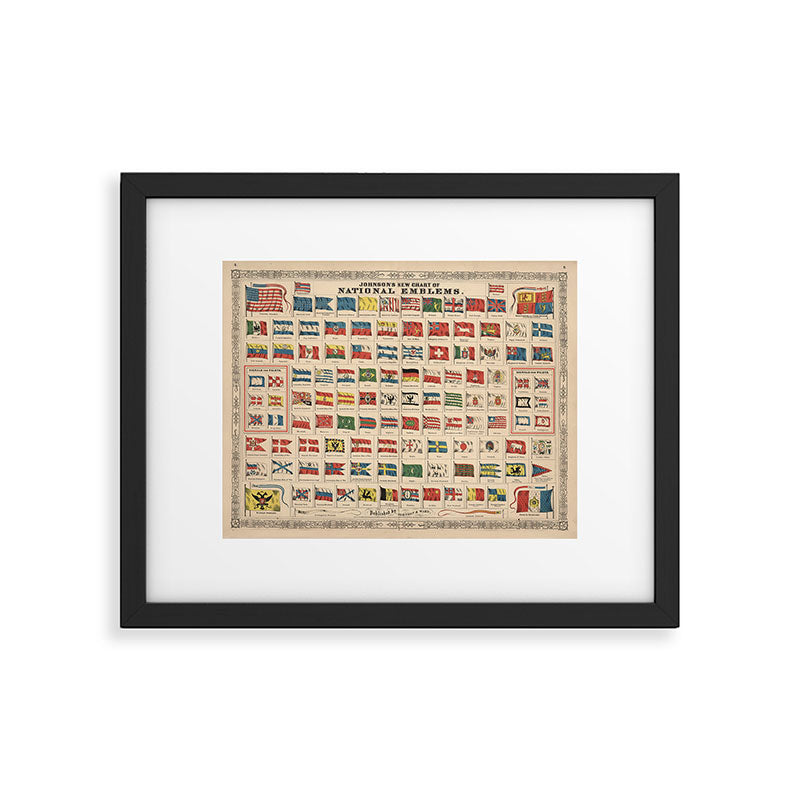 Vintage Flags of the World Chart (1863) Framed Art Print Gallery Image 5