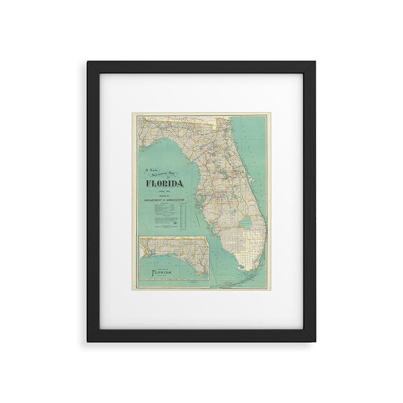 Vintage Florida Map (1916) Framed Art Print Gallery Image 5
