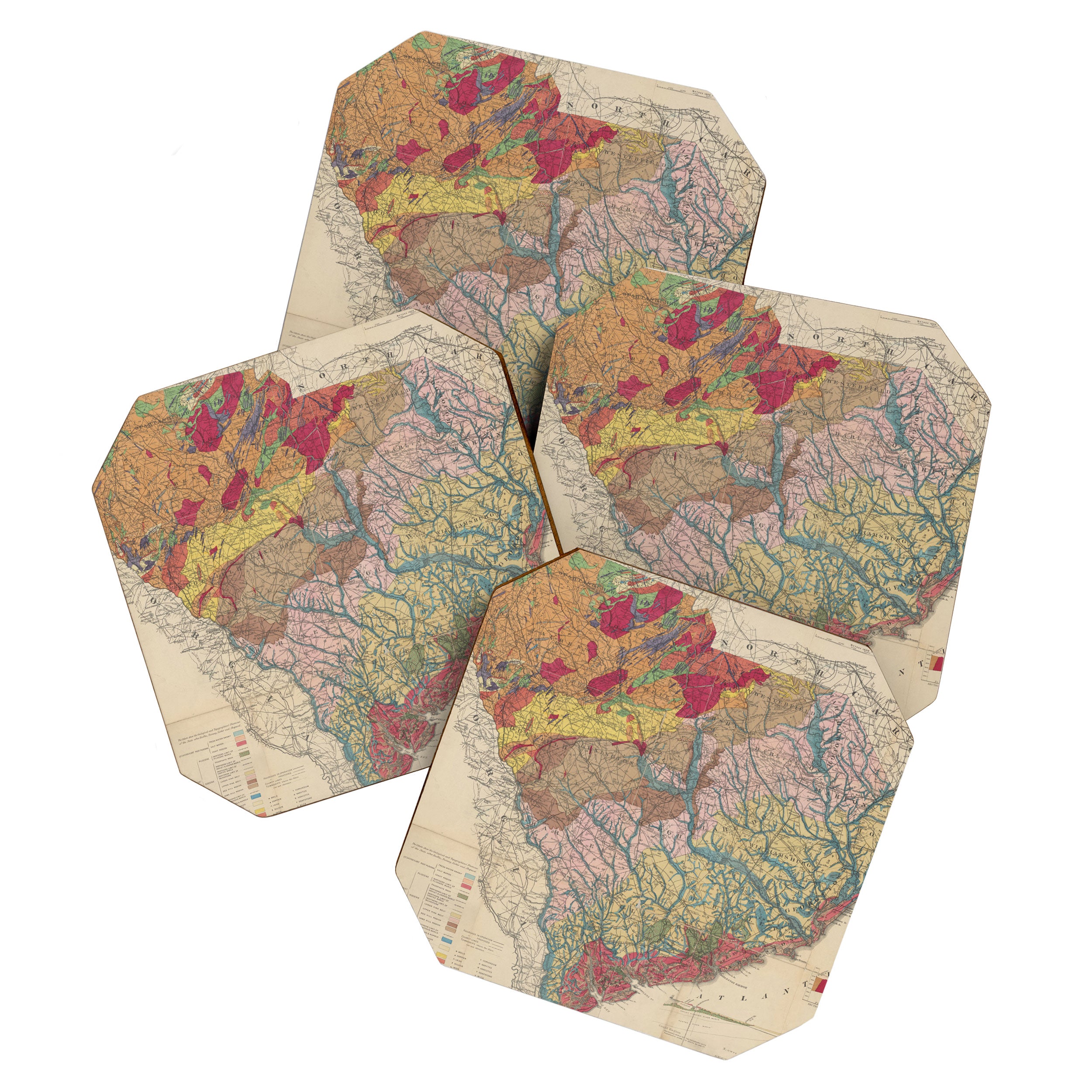 Vintage Geological Map of South Carolina (1883) Coaster Gallery Image 1