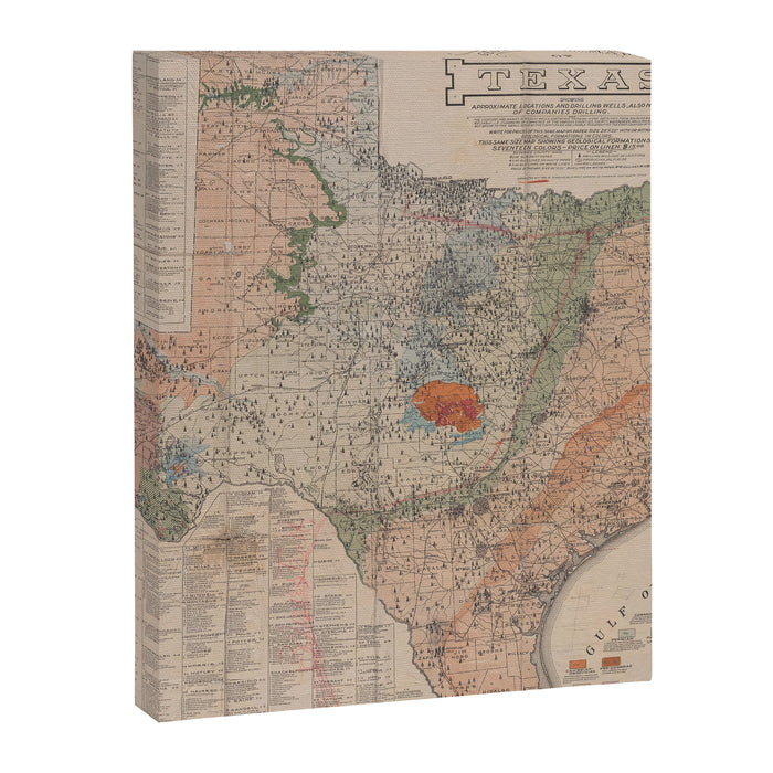 Vintage Geological Map of Texas (1920) Canvas Print Gallery Image 1