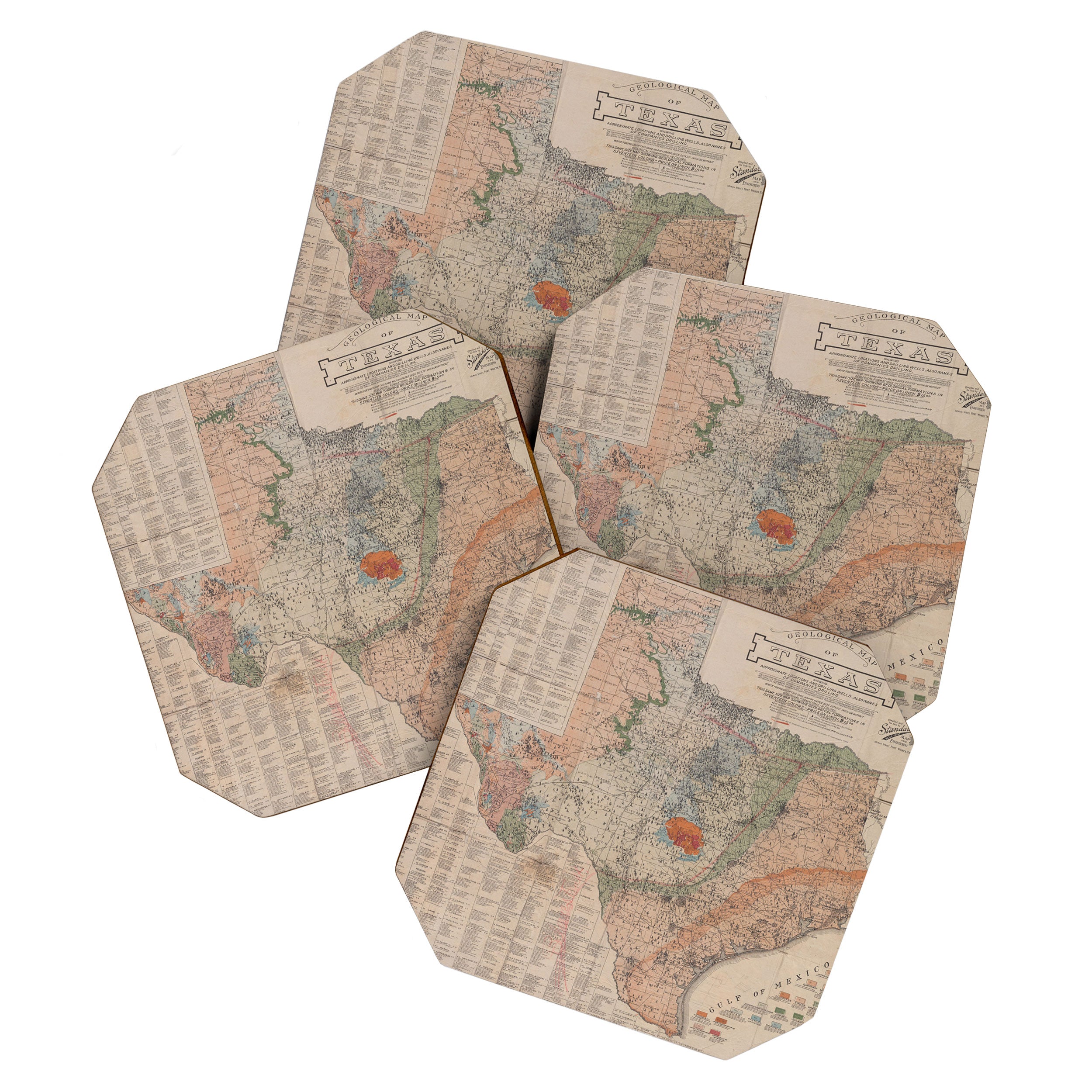 Vintage Geological Map of Texas (1920) Coaster Gallery Image 1