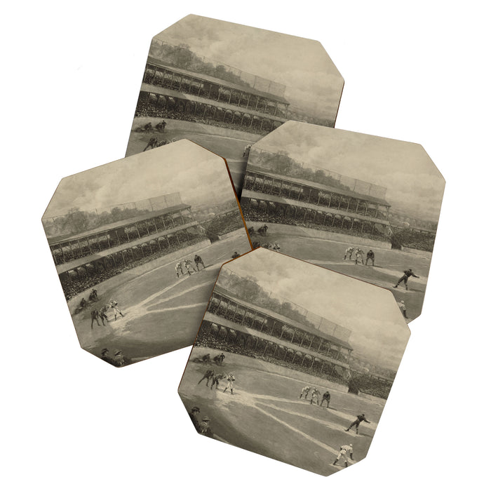Vintage Illustration of a Baseball Game (1894) Coaster Gallery Image 1