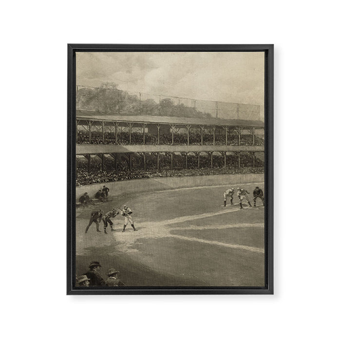 Vintage Illustration of a Baseball Game (1894) Framed Canvas Print Gallery Image 1