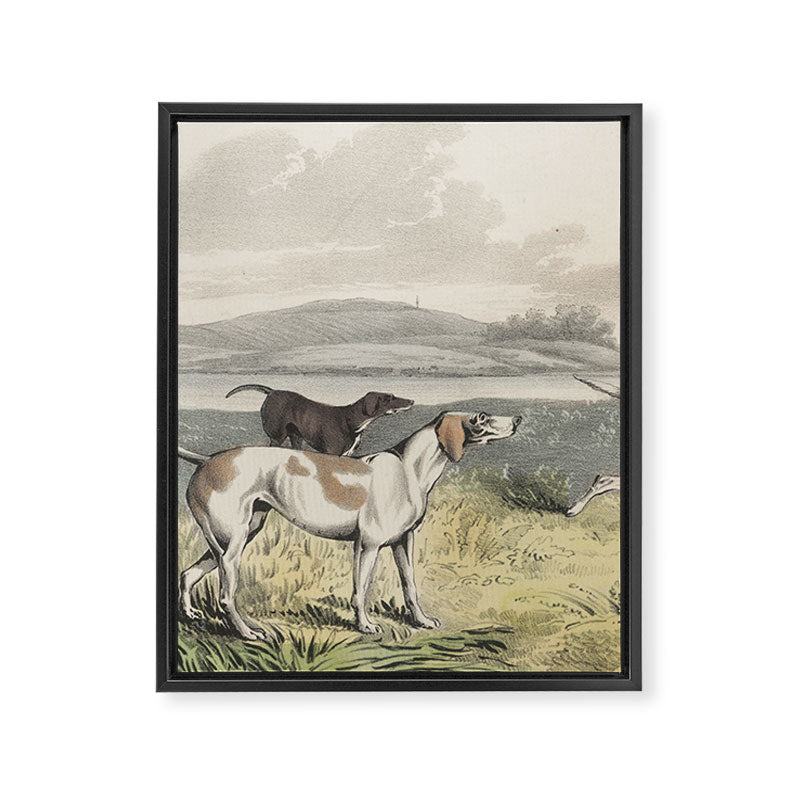 Vintage Illustration of Pointer Dogs (1846) Framed Canvas Print Gallery Image 6