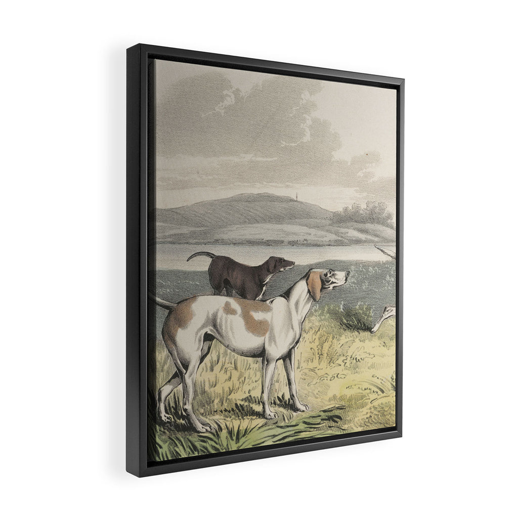 Vintage Illustration of Pointer Dogs (1846) Framed Canvas Print Gallery Image 2