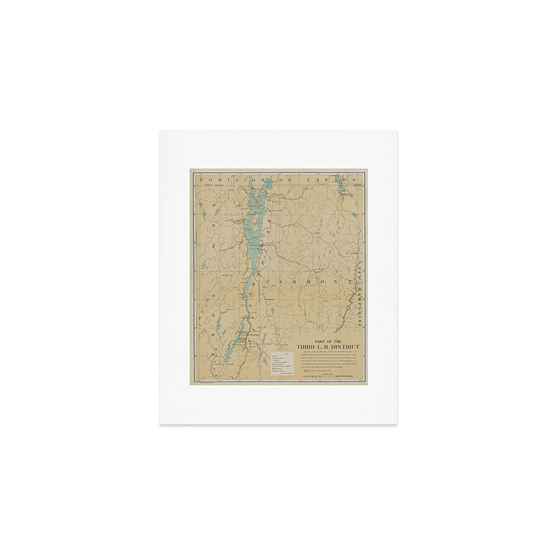 Vintage Lake Champlain Lighthouse Map (1896) Art Print Gallery Image 1