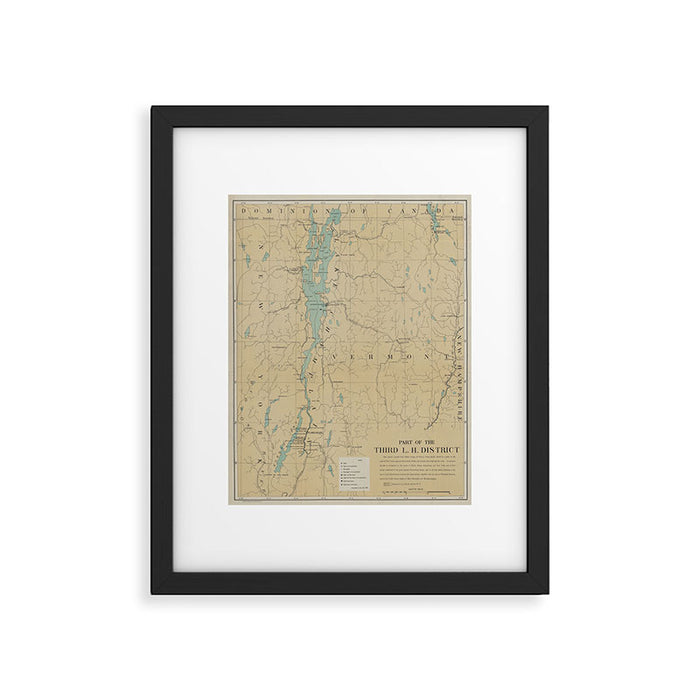 Vintage Lake Champlain Lighthouse Map (1896) Framed Art Print Gallery Image 1